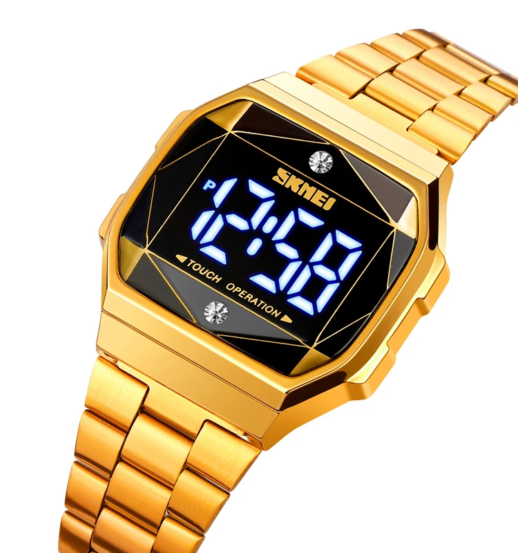 Hot selling fashion LED touch watches Skmei reloj de mujer wholesale digital watches women wrist luxury brand watch gold, 5 colors
Hot selling fashion LED touch watches Skmei reloj de mujer wholesale digital watches women wrist luxury brand watch gold, 5 colors