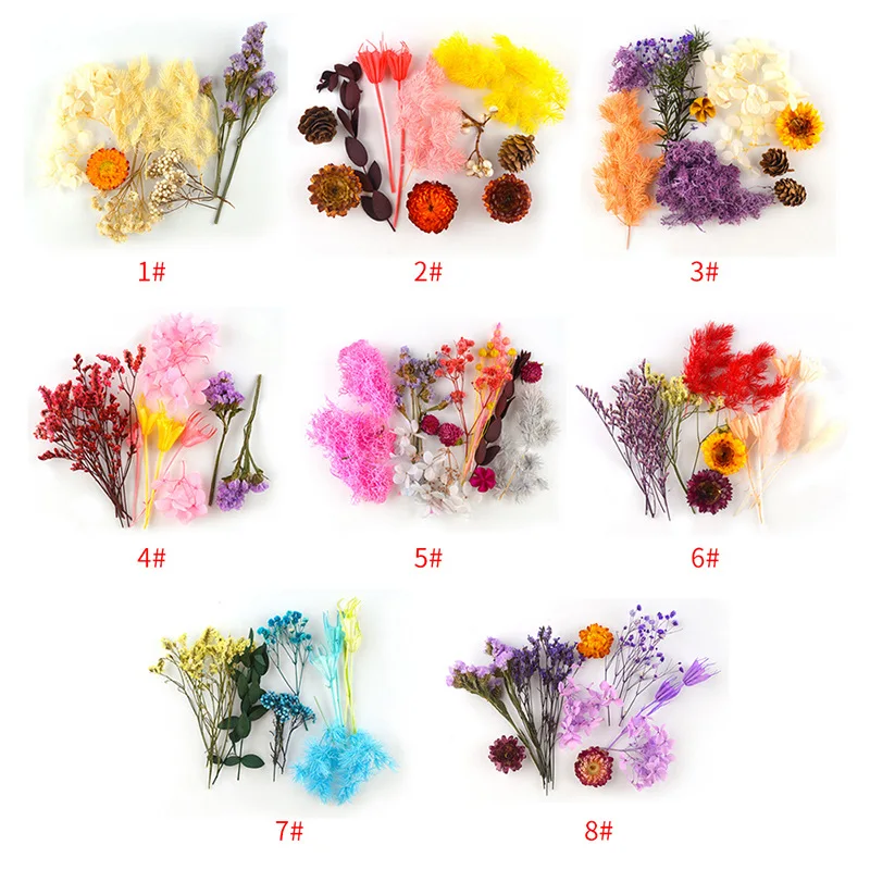 

1304 diy crystal epoxy filling dry flower material package immortal flower embossed hydrangea three-dimensional dried flower, Picture colors