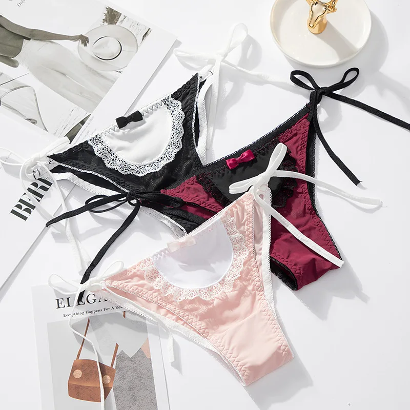 UNICE wholesale sexy bikini thong with soft lace women's underwear breathable ice silk panties waistband lace up thong panties, 3 colors in stock
UNICE wholesale sexy bikini thong with soft lace women's underwear breathable ice silk panties waistband lace up thong panties, 3 colors in stock