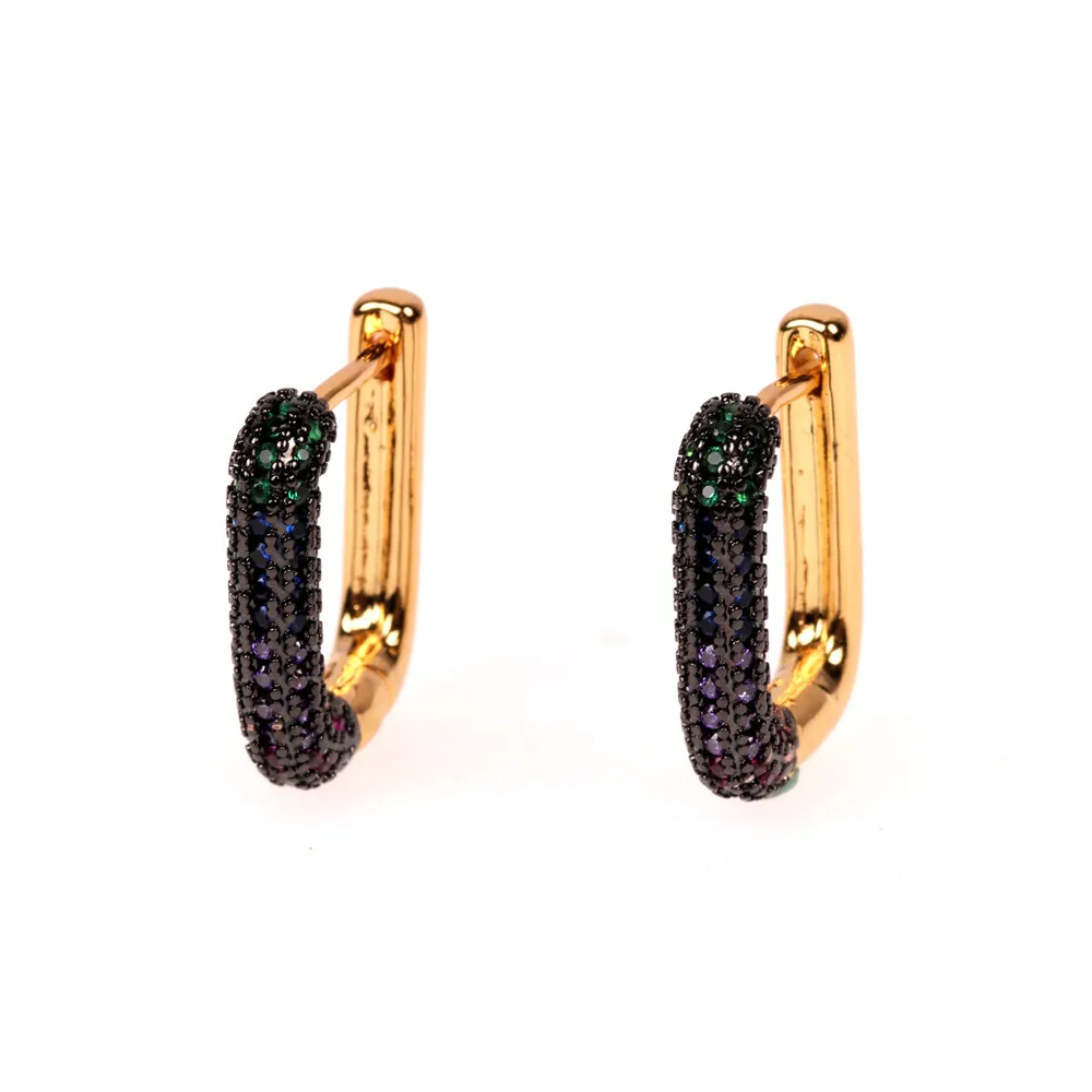 Luxury Popular Black CZ Zircon Geometric Hoop Earrings Hip Hops Rhinestone Crystal Rectangle Earring For Party Club
Luxury Popular Black CZ Zircon Geometric Hoop Earrings Hip Hops Rhinestone Crystal Rectangle Earring For Party Club