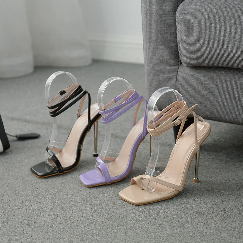 New Design Ladies Lace-up Buckle Ankle Strap Cross Strap Transparent Square Open Toe Thin Heel Mixed Colors Sandals, Black/purple/apricot
New Design Ladies Lace-up Buckle Ankle Strap Cross Strap Transparent Square Open Toe Thin Heel Mixed Colors Sandals, Black/purple/apricot