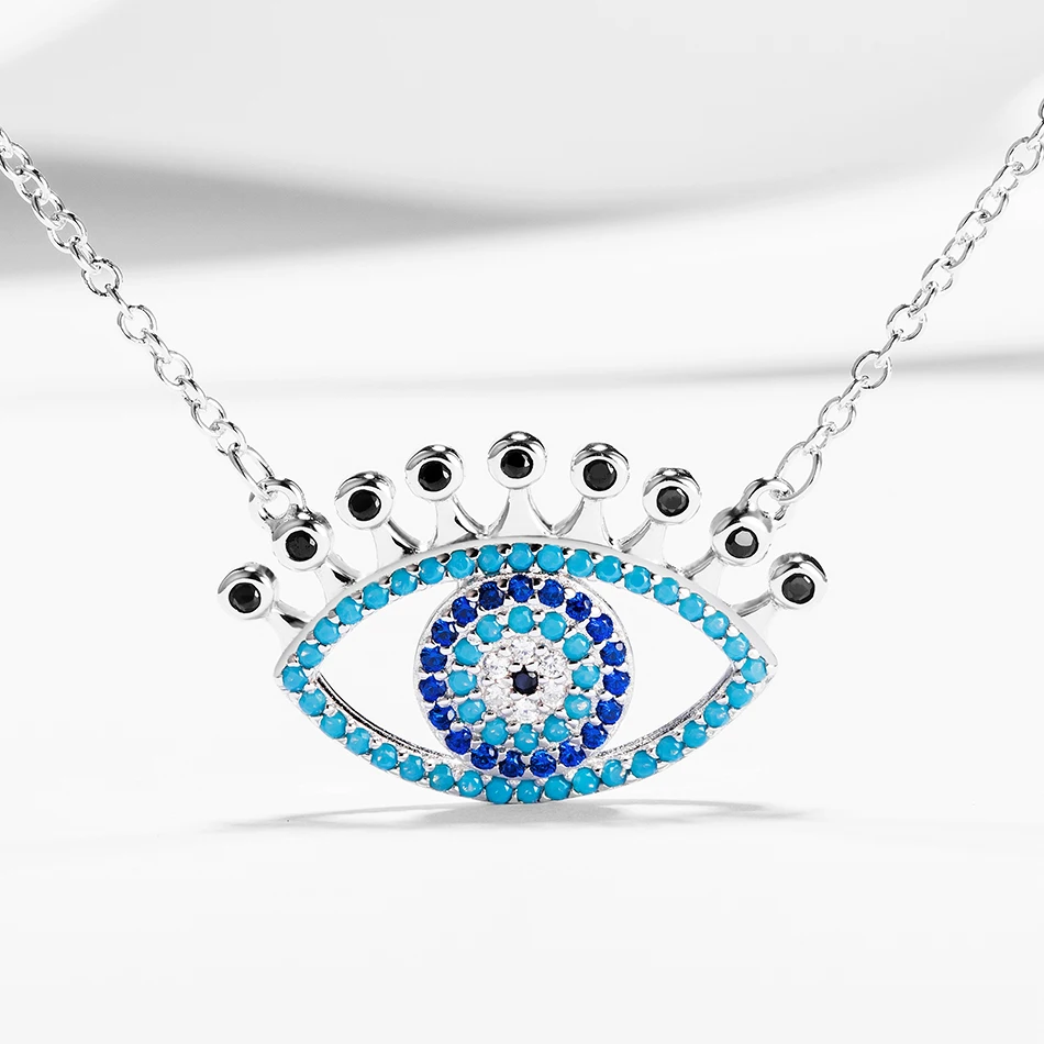 New Arrival 100% 925 Sterling Silver Necklace with Rhinestone Blue Eye Pendant Necklace For Fashion Women Jewelry
New Arrival 100% 925 Sterling Silver Necklace with Rhinestone Blue Eye Pendant Necklace For Fashion Women Jewelry