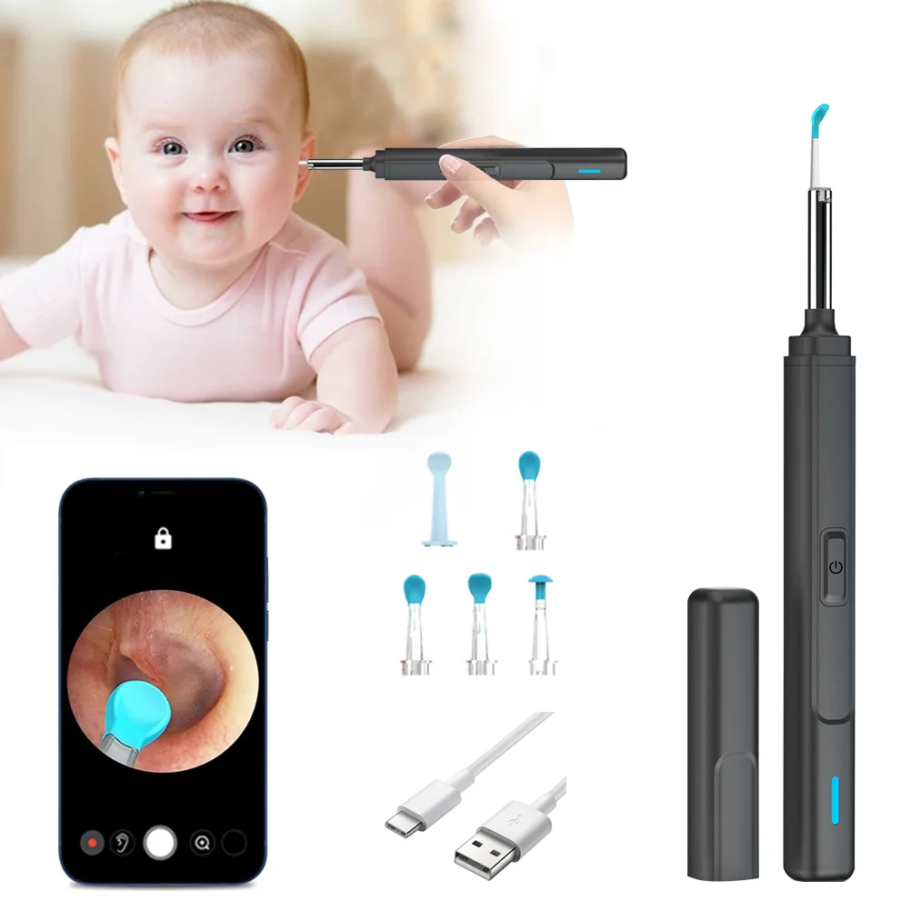 Intelligent Visualization Camera Electric Ear Wax Removal Tool Wireless WiFi Child Ear Cleaner Wax Removal, White , black
Intelligent Visualization Camera Electric Ear Wax Removal Tool Wireless WiFi Child Ear Cleaner Wax Removal, White , black