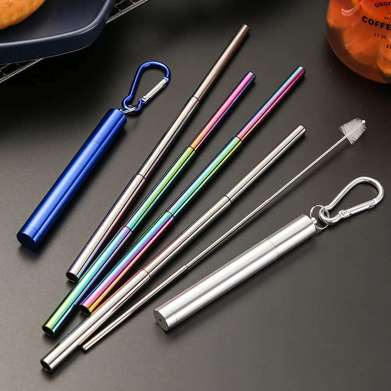 Eco Friendly Reusable Stainless Steel Collapsible Metal Telescopic Straw, Silver/blue/gold/rose gold/red/black
Eco Friendly Reusable Stainless Steel Collapsible Metal Telescopic Straw, Silver/blue/gold/rose gold/red/black