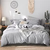 Home textile wholesale gray stripes Bedding 100% cotton set Size can be customized bed sheet quilt cover pillowcase
