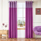 Free sample plain dyed purple bloom 100% polyester linen curtain for restaurant or hotel