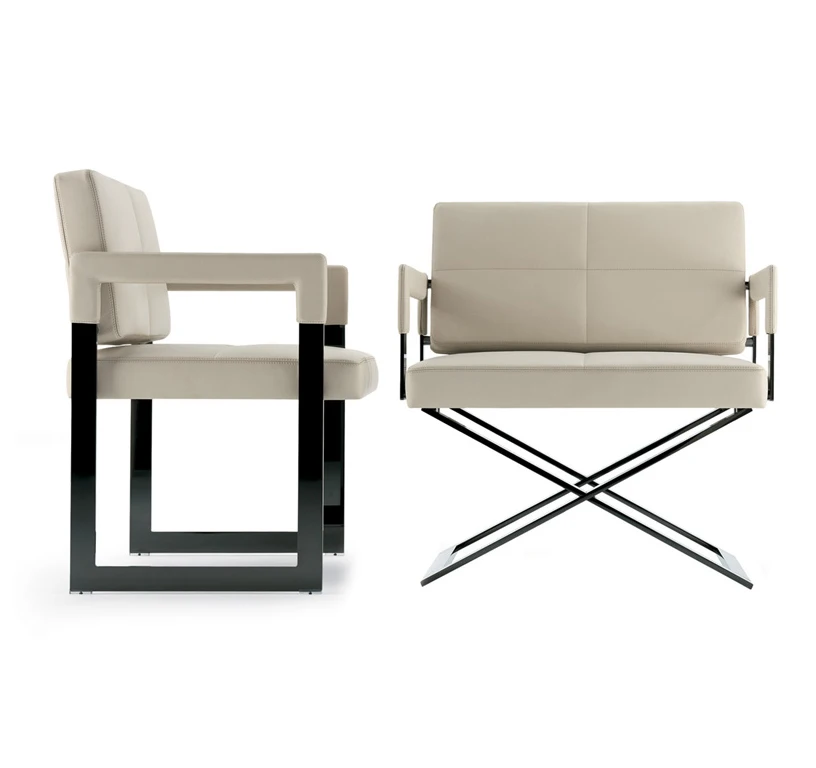 Black steel frame leather chair Aster leather chair, View vintage