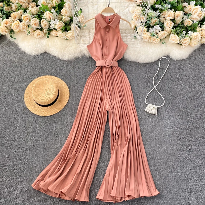 Jumpsuit Women's overall POLO Collar Slim Breasted Heavy Pleated Wide Leg Pants pleated skirt
Jumpsuit Women's overall POLO Collar Slim Breasted Heavy Pleated Wide Leg Pants pleated skirt