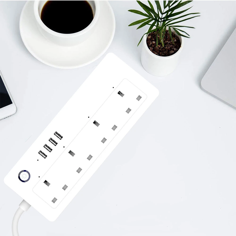 UK WiFi Tuya Smart Power Strip With 4 AC Socket 4 USB Port Timing Voice Control Smart Power Strip Tuya Smart Power Socket
UK WiFi Tuya Smart Power Strip With 4 AC Socket 4 USB Port Timing Voice Control Smart Power Strip Tuya Smart Power Socket