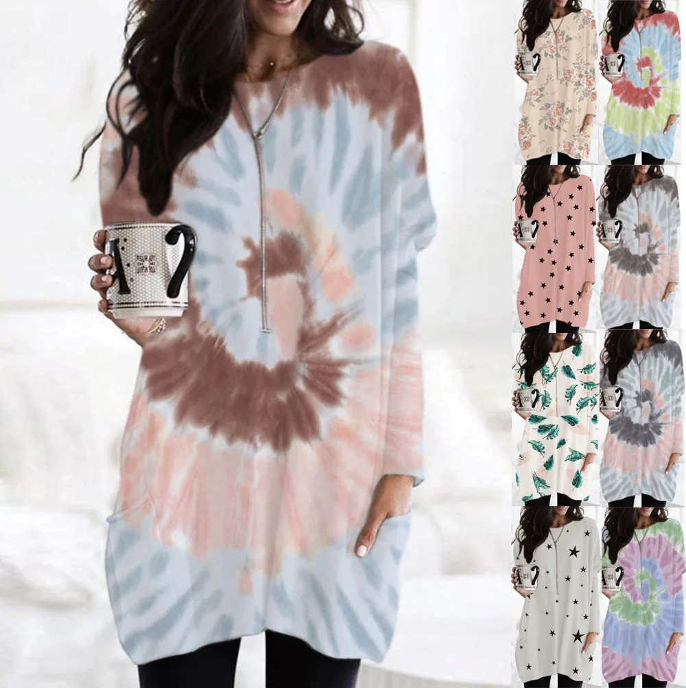 WW-0178 T-shirts Printed In Europe And America Long-sleeved Casual Pocket T-shirts Coat Dress Woman Long Sleeve Dresses Tops Lad, Customized color
WW-0178 T-shirts Printed In Europe And America Long-sleeved Casual Pocket T-shirts Coat Dress Woman Long Sleeve Dresses Tops Lad, Customized color