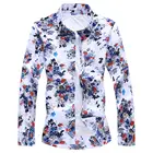 2019 Wholesale Men Floral Printing Casual Fashion Long Sleeve Plus-Size Men's Individuality Print Shirt