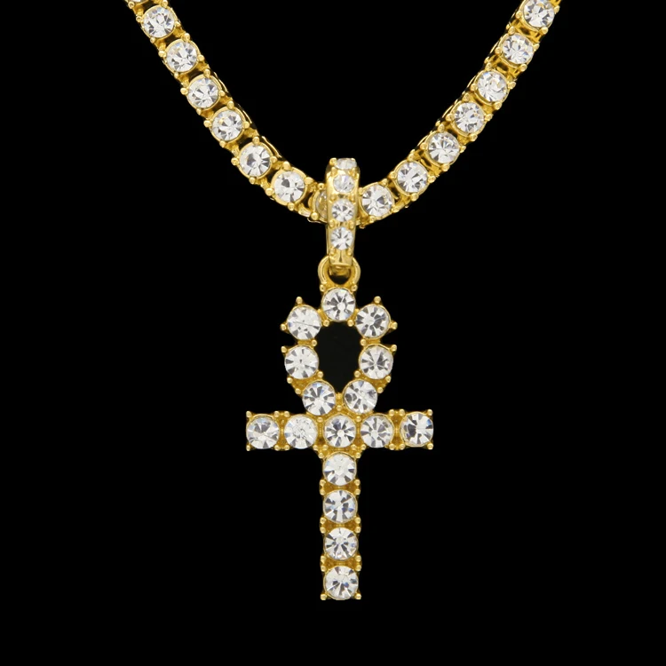 Bling Iced Out Cross Ankh Pendant Tennis Chain necklace for Men Women Gold Silver Plated 24 Inch
Bling Iced Out Cross Ankh Pendant Tennis Chain necklace for Men Women Gold Silver Plated 24 Inch