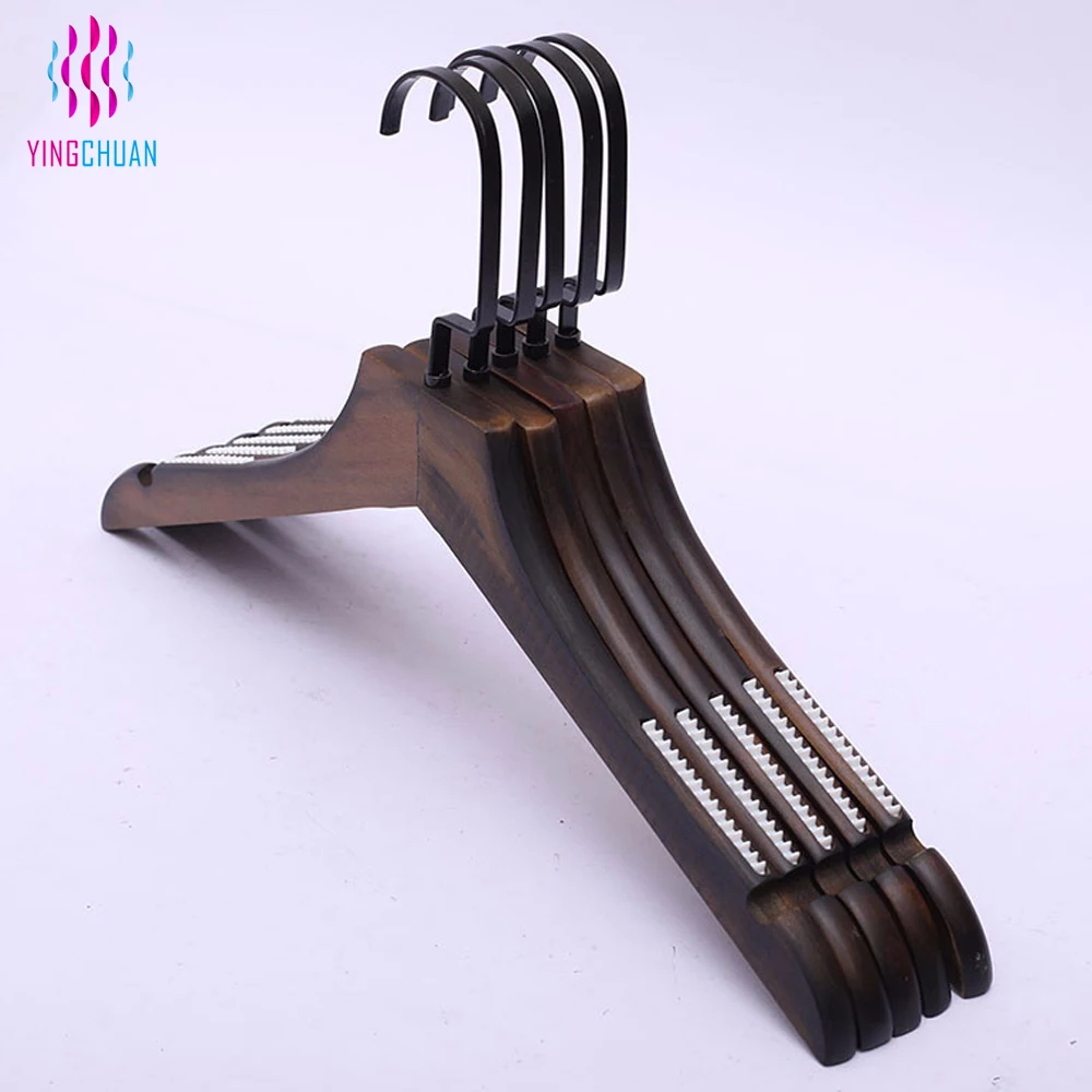 YingChuan cheap top sell white wooden hangers with bar, Wood color
YingChuan cheap top sell white wooden hangers with bar, Wood color