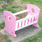 Ready To Ship pink wooden baby cribs for 18 inch dolls W06B052