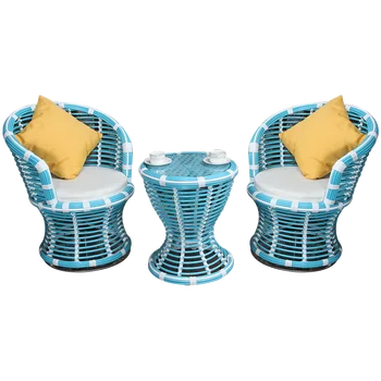 Rattan Swivel Rocking Chair Set With Cushion And Pillows Outdoor
