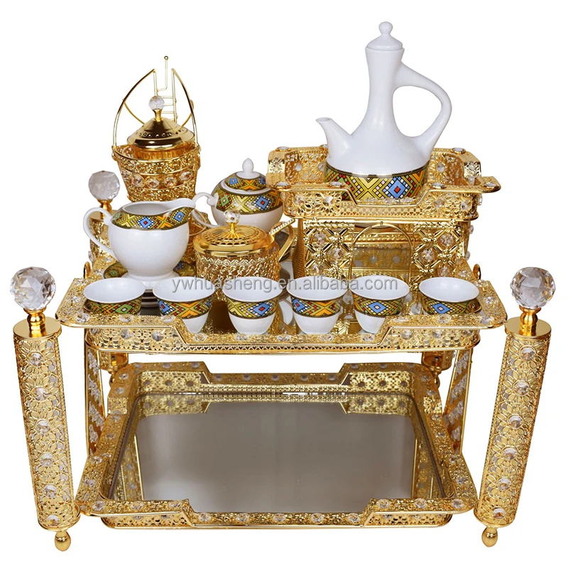 Large Golden Silver Plated Eritrean Ethiopian Rekebot Coffee Serving Tray Table Set Jebena Full Set
Large Golden Silver Plated Eritrean Ethiopian Rekebot Coffee Serving Tray Table Set Jebena Full Set