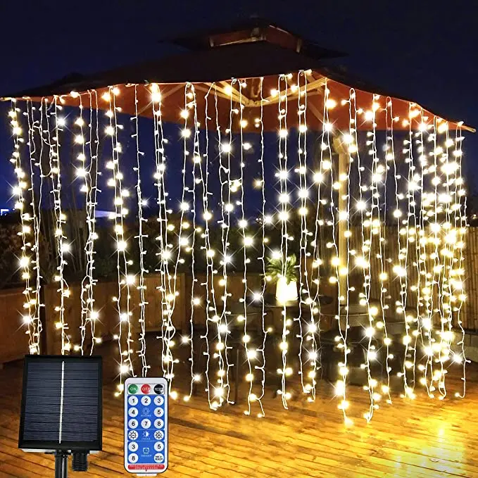 Solar Curtain String Lights Outdoor 300 LED Fairy Window String Lights Solar Twinkle String Lights 8 Modes for Home Garden, Warmwhite
Solar Curtain String Lights Outdoor 300 LED Fairy Window String Lights Solar Twinkle String Lights 8 Modes for Home Garden, Warmwhite
