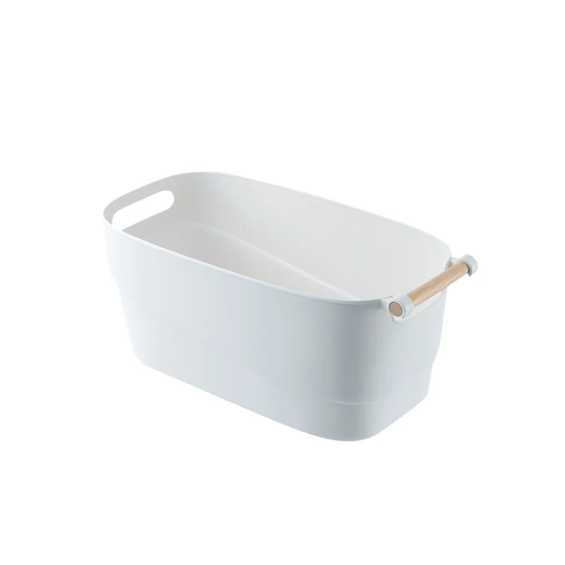 Japanese style storage basket elegant multifunctional plastic basket with wooden handle
Japanese style storage basket elegant multifunctional plastic basket with wooden handle