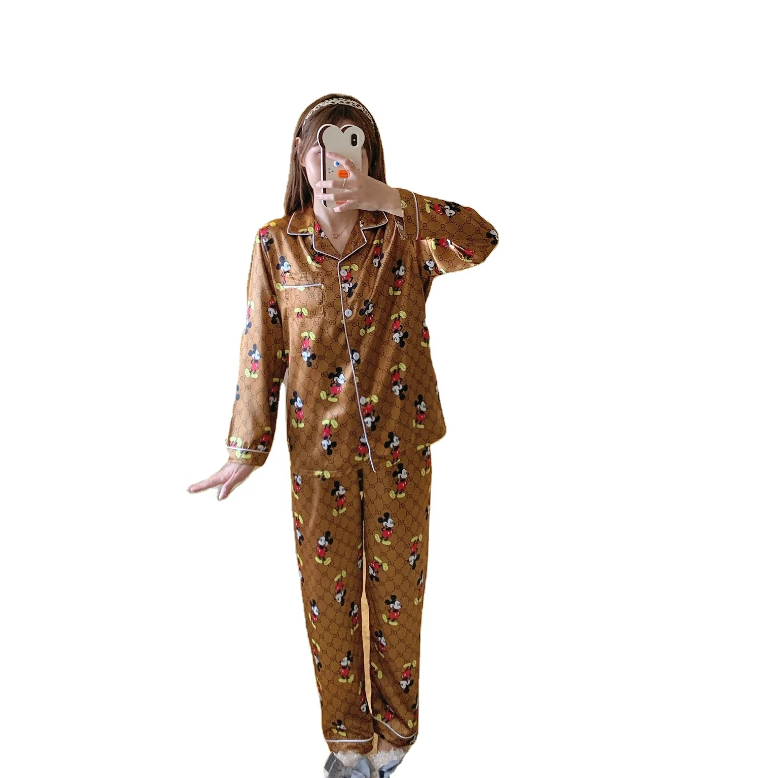 Coffee Mitch Spring long-sleeved lapel simulation Cardigan lapel stretch silk Polyester sleepwear Elegant Women Pajama suit, Yellow
Coffee Mitch Spring long-sleeved lapel simulation Cardigan lapel stretch silk Polyester sleepwear Elegant Women Pajama suit, Yellow