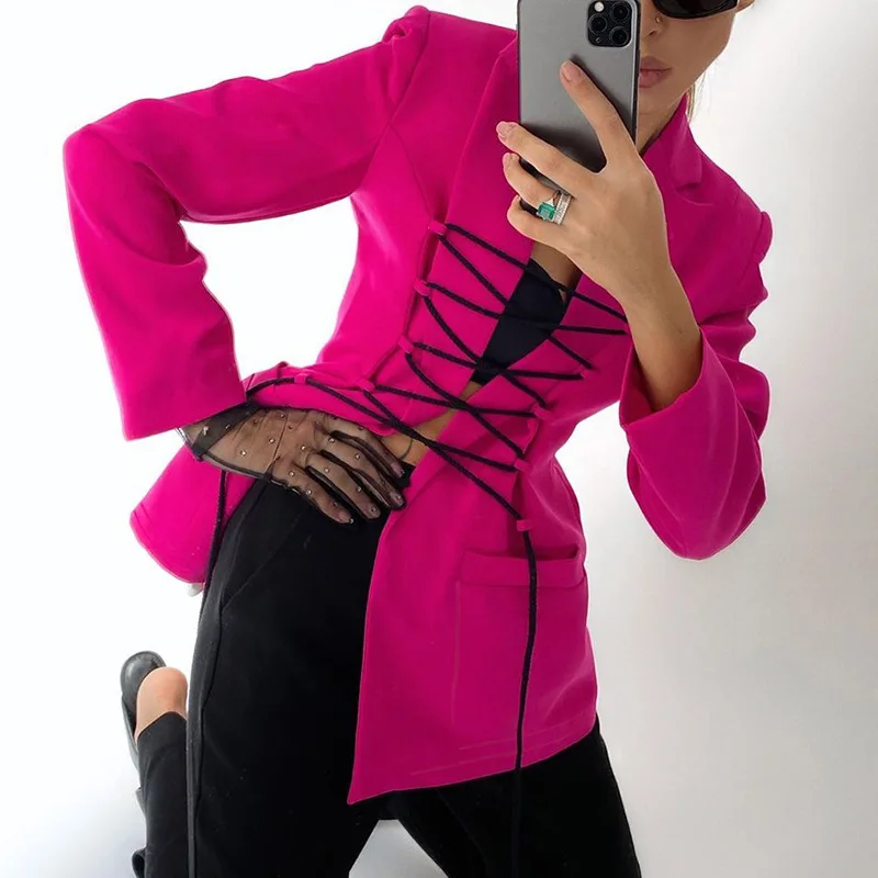 OUDINA Fashion Striped Contrast Color Lace Up Green Blazer Solid Color Suit Draswstring Jacket Blazers, Green/black/beige/pink
OUDINA Fashion Striped Contrast Color Lace Up Green Blazer Solid Color Suit Draswstring Jacket Blazers, Green/black/beige/pink