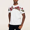 Wholesale Custom Nature 100%Cotton White Rose Embroidered Slimming Mens T Shirt