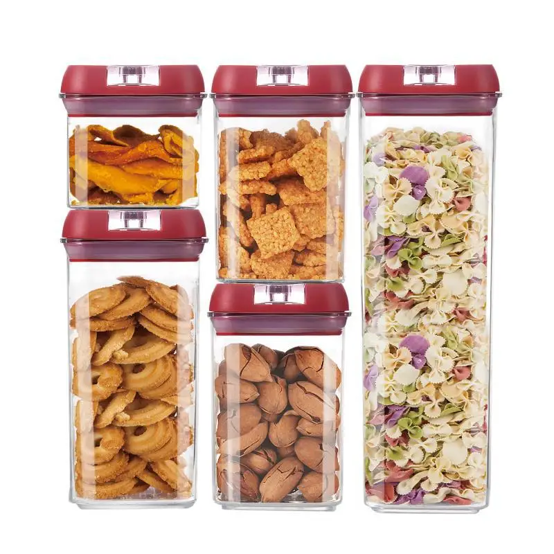 Hot Selling 5 Pieces Airtight Food Storage Container Set Dry Goods Pantry Organization Plastic Clear Kitchen Food Box, Customized
Hot Selling 5 Pieces Airtight Food Storage Container Set Dry Goods Pantry Organization Plastic Clear Kitchen Food Box, Customized