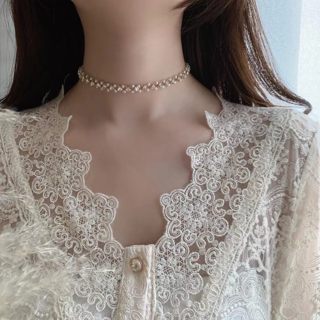 JUHU Spring New Metal Style Diamond Pearl Clavicle Chain Necklace Fashion Jewelry 
JUHU Spring New Metal Style Diamond Pearl Clavicle Chain Necklace Fashion Jewelry