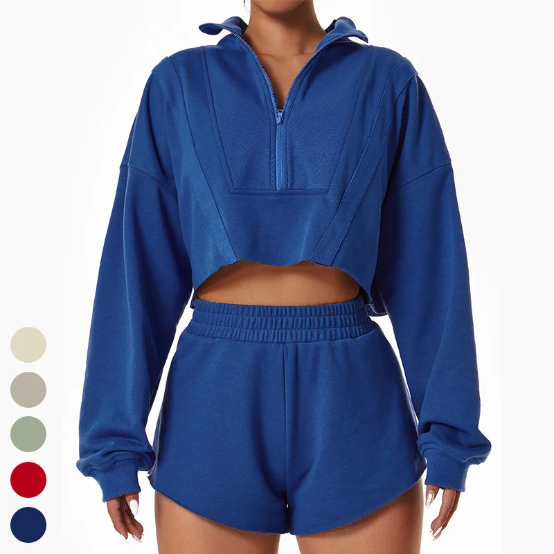 Custom Logo Zip Stand Collar Long Sleeve T-Shirt Shorts 2 Piece Women's Tracksuit Jogging Set Casual Sport Street Clothing
Custom Logo Zip Stand Collar Long Sleeve T-Shirt Shorts 2 Piece Women's Tracksuit Jogging Set Casual Sport Street Clothing