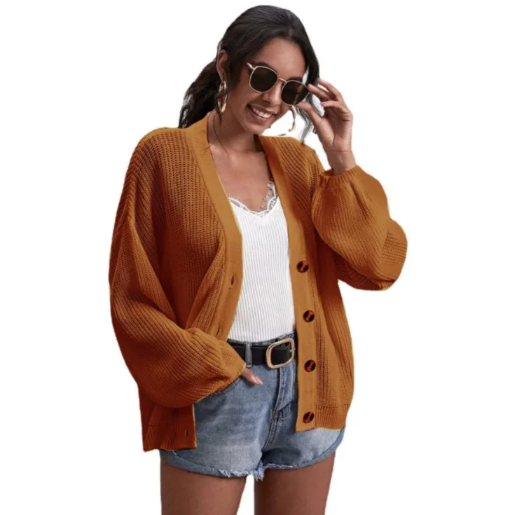 New Arrival Women Puff-sleeve Sweater Solid Color Button Coat Fashion V-neck Knitted Cardigan, Picture showed
New Arrival Women Puff-sleeve Sweater Solid Color Button Coat Fashion V-neck Knitted Cardigan, Picture showed