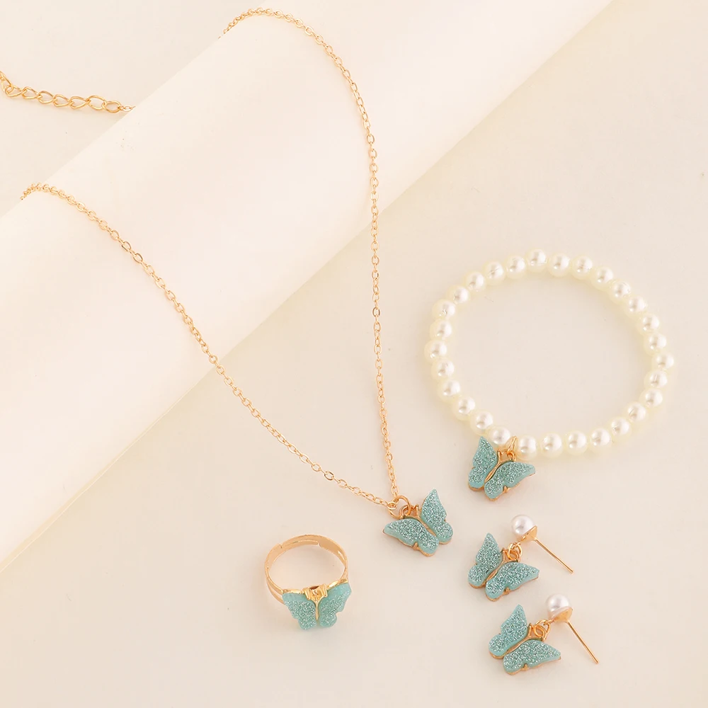 Wholesale Pearl Butterfly Necklace Charms Acrylic Butterfly Earrings Necklace Ring Bracelet Gold Jewelry Set For Girls
Wholesale Pearl Butterfly Necklace Charms Acrylic Butterfly Earrings Necklace Ring Bracelet Gold Jewelry Set For Girls