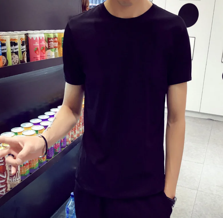 New solid color Korean version of the round neck summer jacket Slim men's blank bottoming shirt
New solid color Korean version of the round neck summer jacket Slim men's blank bottoming shirt