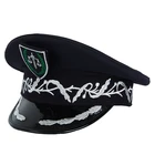 high quality new style visor black leather military cap for mens casual military