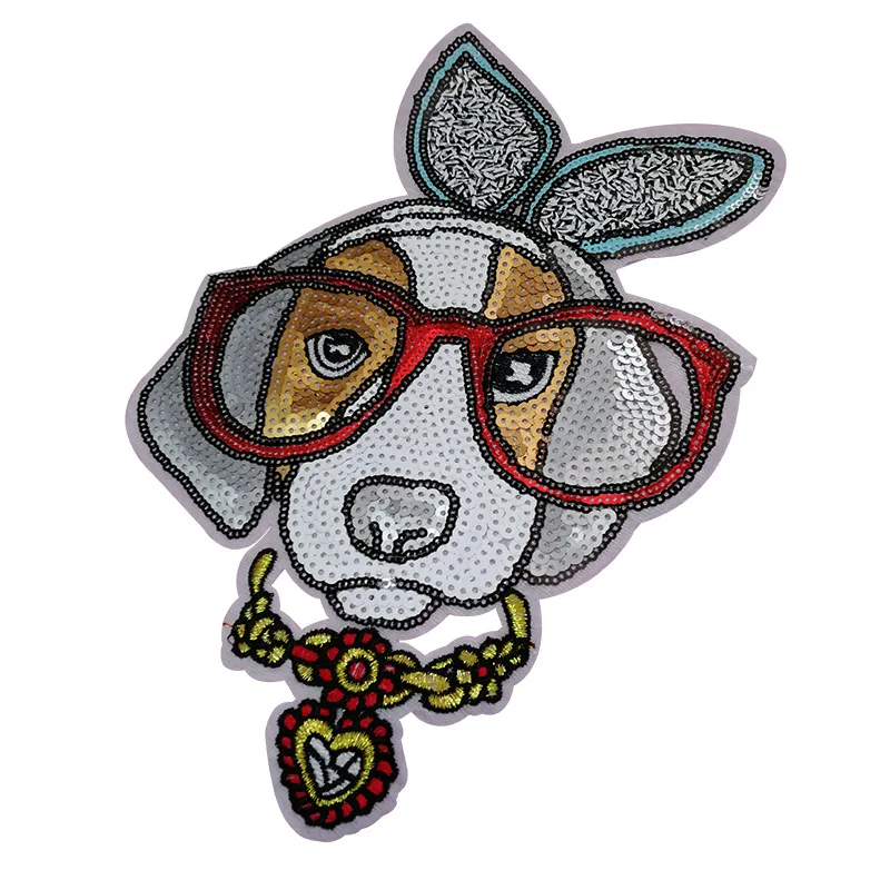 Rabbit ear glasses dog embroidered cloth with embroidered label Sequin embroidered clothing patch DIY customization
Rabbit ear glasses dog embroidered cloth with embroidered label Sequin embroidered clothing patch DIY customization