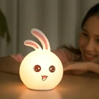 2019 Rabbit LED Silicone Night Light 7 Color Changing Desk Table Lamp For Kids Gift