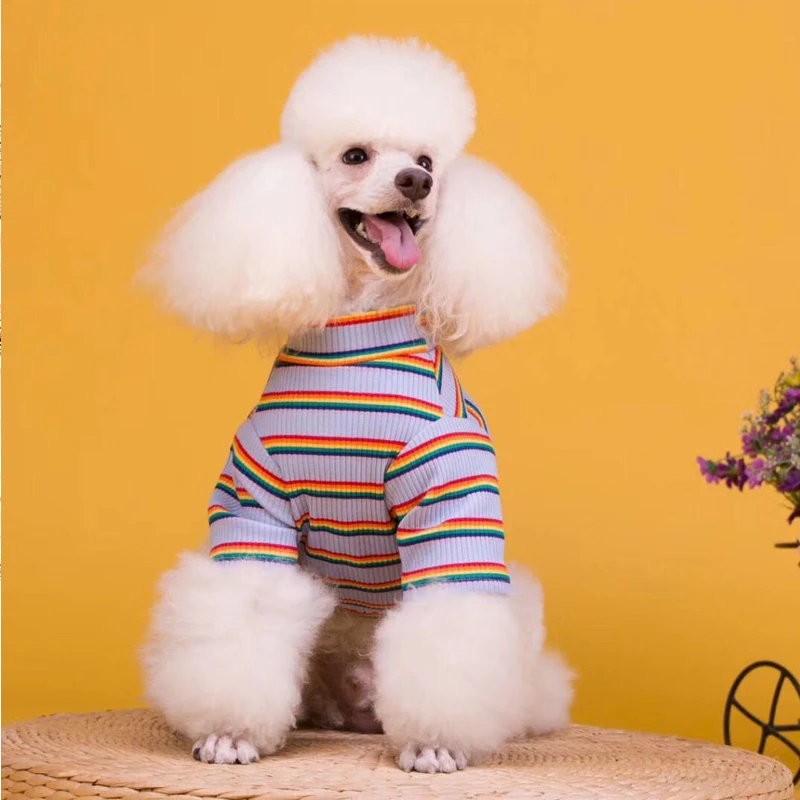 High Quality Pet Clothes Dog T-shirt For Autumn New Korea Best Selling Striped Dog Clothes Pet T-Shirt Puppy Clothes Wholesale