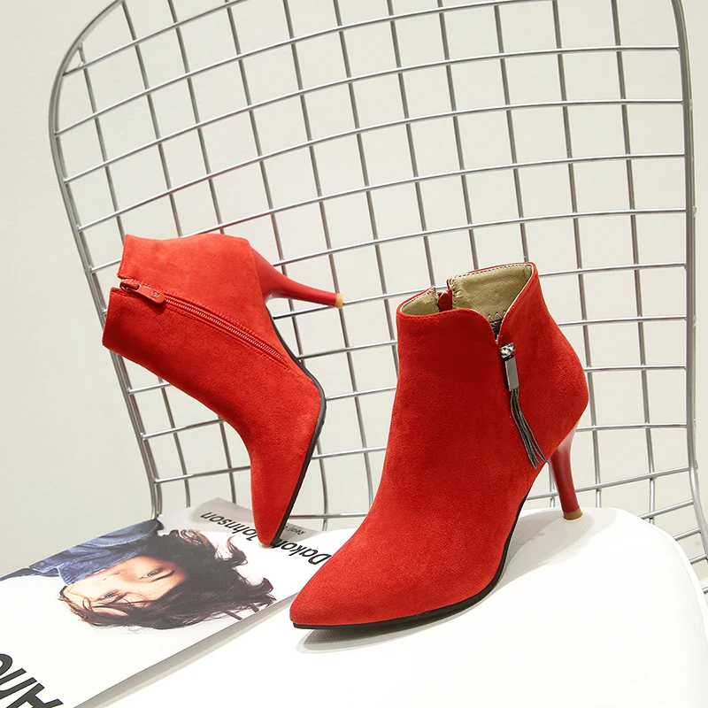 Pointed Ankle Boots Sexy Woman High Heel Suede Shoes Winter Boots Party Red 43, Black/red/olive green
Pointed Ankle Boots Sexy Woman High Heel Suede Shoes Winter Boots Party Red 43, Black/red/olive green