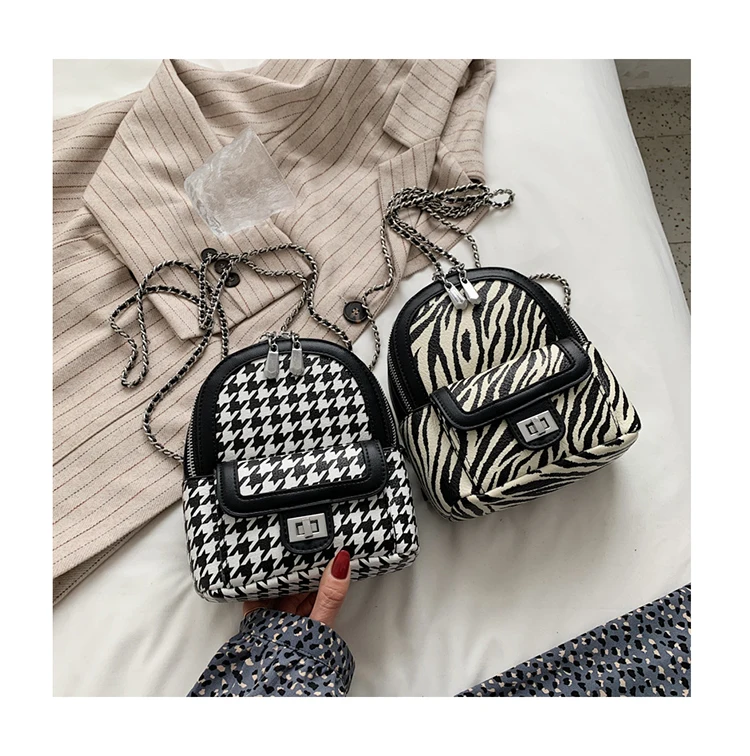 Houndstooth Small Backpack Female Fashion Crossbody Bags Casual Chain Student School Bags Zebra Printed Book Bags Women Satchel
Houndstooth Small Backpack Female Fashion Crossbody Bags Casual Chain Student School Bags Zebra Printed Book Bags Women Satchel