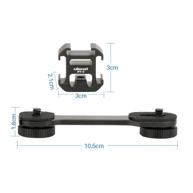 Ulanzi PT-3 Cold Shoe Plate with 3 Cold Shoe Mounts Microphone Led Video Light Extension Bracket Cellphone Video Hand Grip, Black
Ulanzi PT-3 Cold Shoe Plate with 3 Cold Shoe Mounts Microphone Led Video Light Extension Bracket Cellphone Video Hand Grip, Black