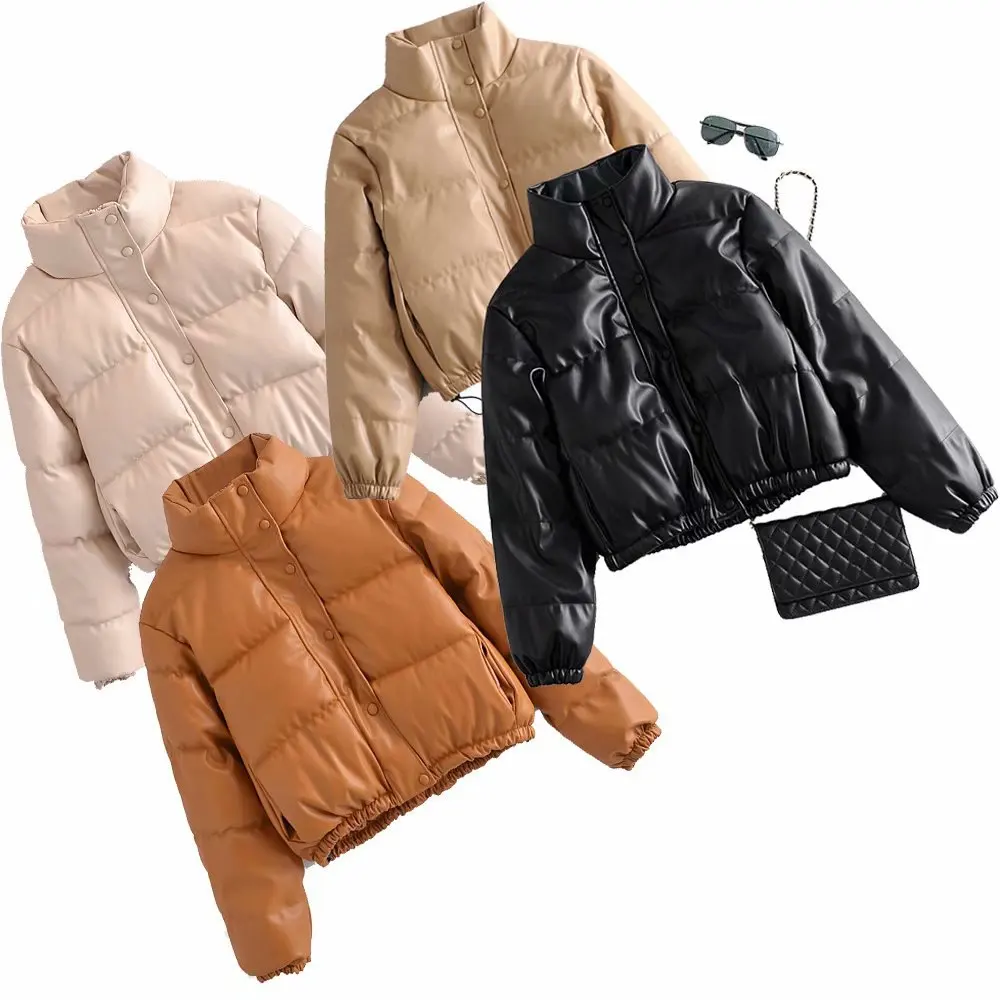 Thick Padded Quilted High Neck Puffer PU Jacket Coats Waterproof Puffer Women Crop Jacket, Black, khaki, green
Thick Padded Quilted High Neck Puffer PU Jacket Coats Waterproof Puffer Women Crop Jacket, Black, khaki, green