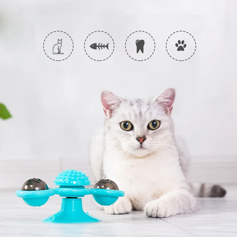 best Pet Toys For Cats Interactive Puzzle Training Turntable Windmill Scratching Whirling Toys Cat Kitten Game toy