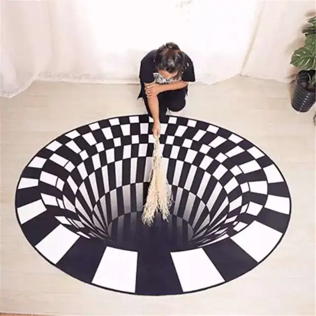stereo vision mat printed round optical 3d vortex illusion rug carpet