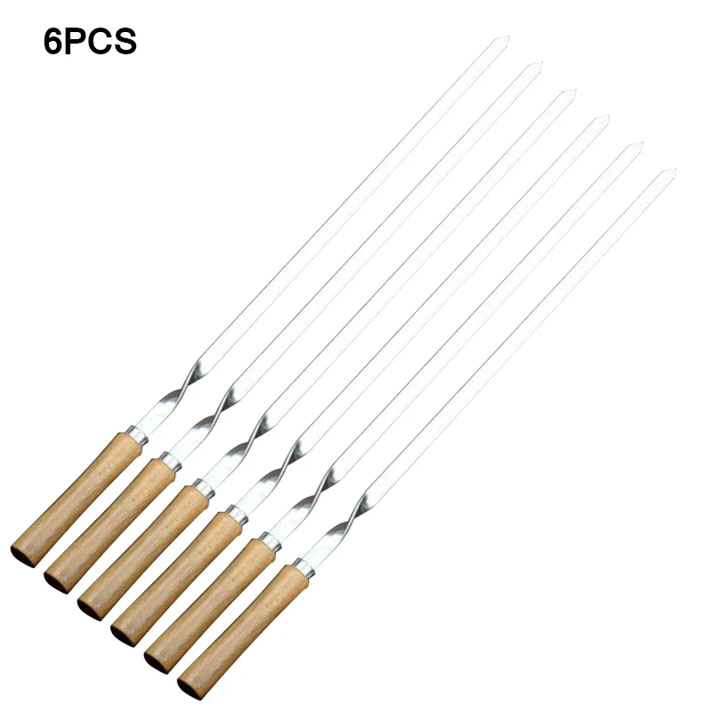 6pcs Barbecue Prod Steel Barbecue Skewer Tool Cast Iron Bbq Accessory Long Fork Tool With Wooden Handle tools, Silver+ wood
6pcs Barbecue Prod Steel Barbecue Skewer Tool Cast Iron Bbq Accessory Long Fork Tool With Wooden Handle tools, Silver+ wood
