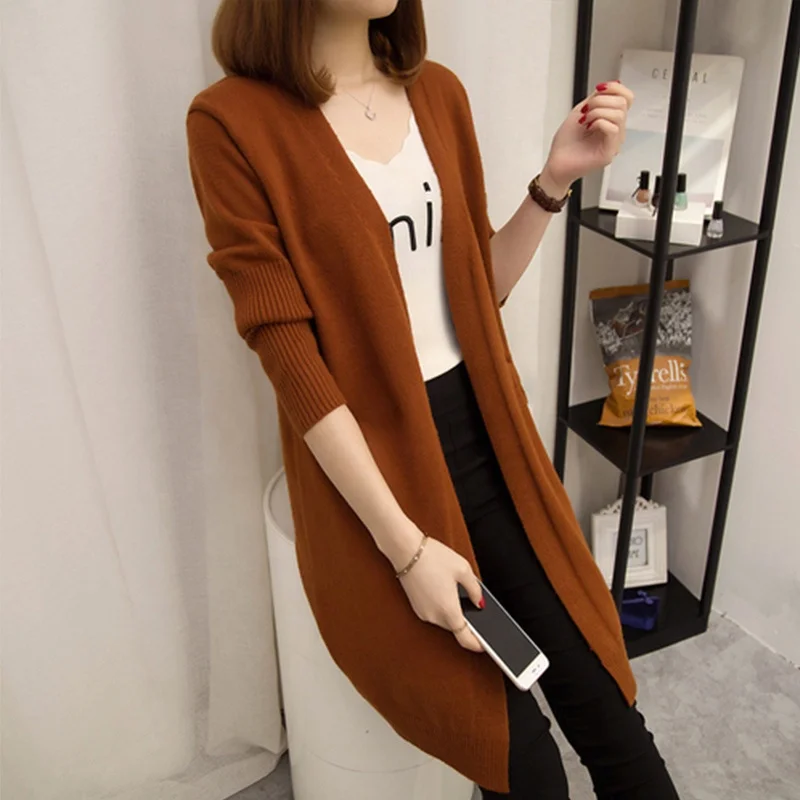 New Fashion Spring Autumn Women Girls Long Sleeve Solid Color Cardigan Casual Long Slim Knitted Sweater Loose Knitwear
New Fashion Spring Autumn Women Girls Long Sleeve Solid Color Cardigan Casual Long Slim Knitted Sweater Loose Knitwear