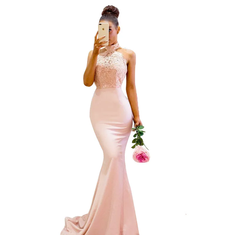 New pink sleeveless high neck halter neck bridesmaid evening dress sexy backless wedding evening dress drop shipping fulfill
New pink sleeveless high neck halter neck bridesmaid evening dress sexy backless wedding evening dress drop shipping fulfill