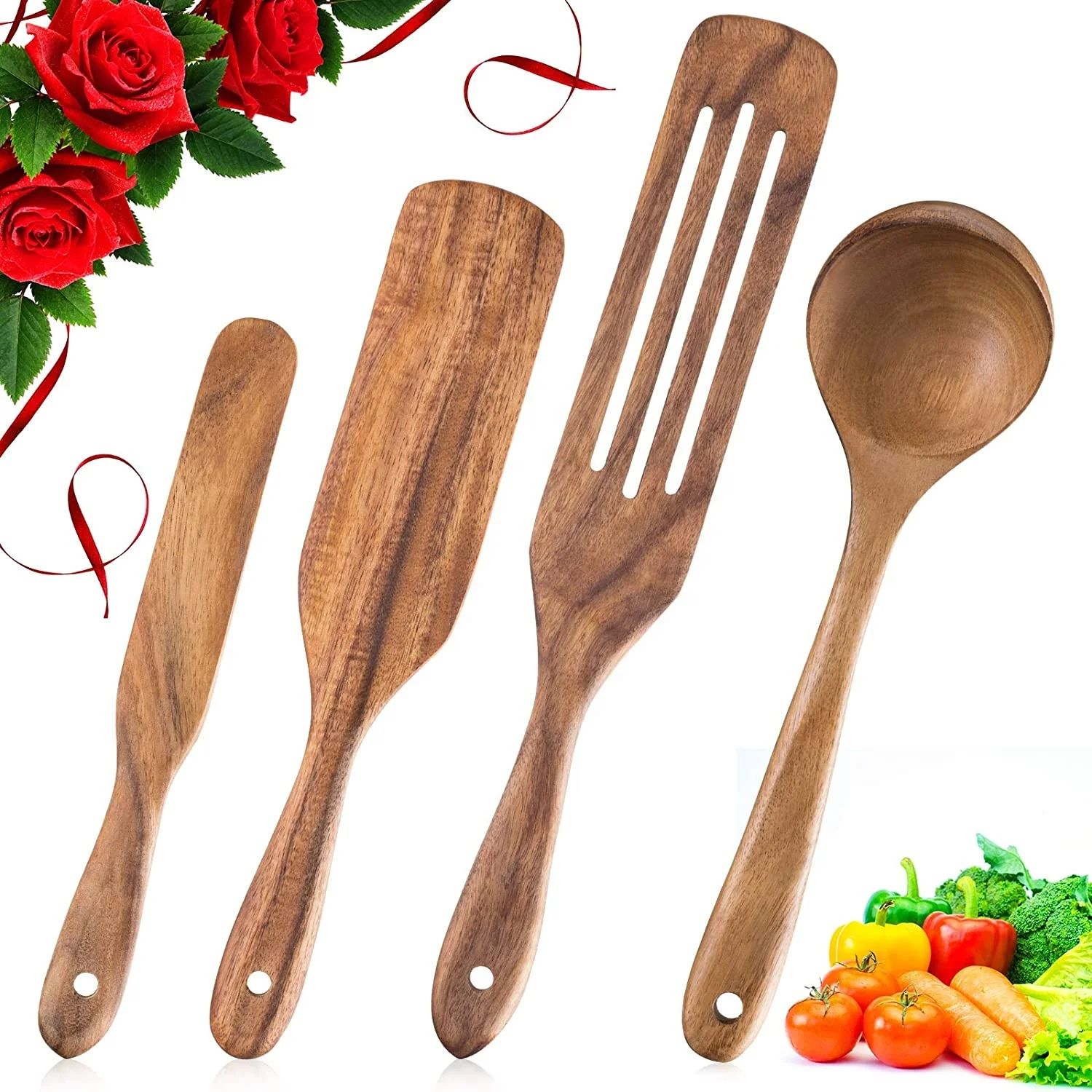 Wooden Spatulas for Nonstick Cookware, 4Pcs Acacia Wood Spurtles Set with Wooden Spoon for Cooking
Wooden Spatulas for Nonstick Cookware, 4Pcs Acacia Wood Spurtles Set with Wooden Spoon for Cooking