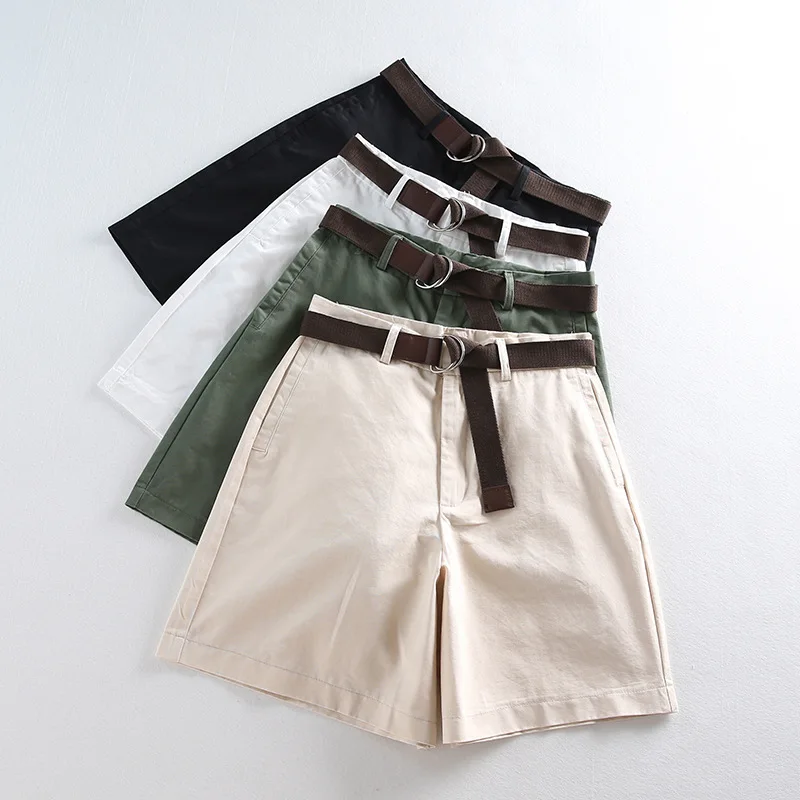 High Elastic Waist Female Office Lady Style Wide Leg Casual Korean Fashion Shorts With Canvas Belt For Women
High Elastic Waist Female Office Lady Style Wide Leg Casual Korean Fashion Shorts With Canvas Belt For Women