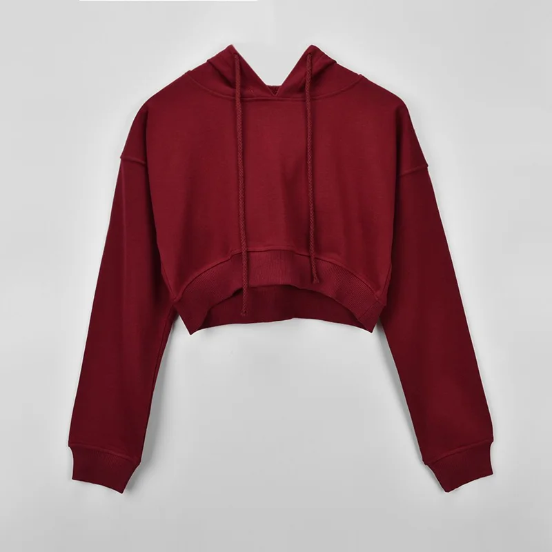 New arrival best quality pure color crop top pullover hoodies for women, Customized color
New arrival best quality pure color crop top pullover hoodies for women, Customized color