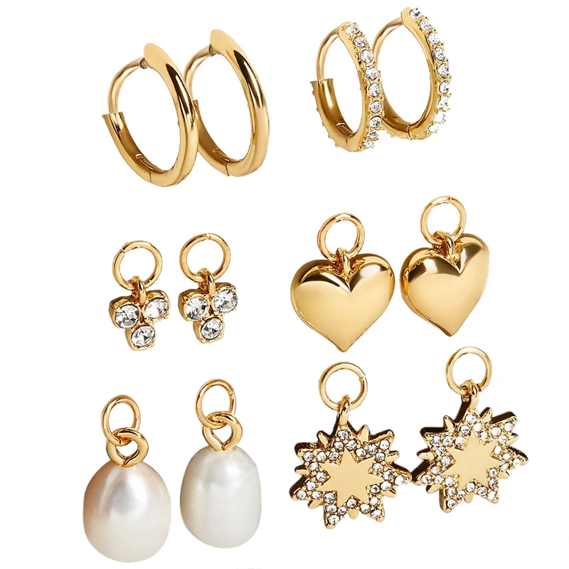 Charare alloy cartoon 6 pairs heart fashion earring set 2020, Golden
Charare alloy cartoon 6 pairs heart fashion earring set 2020, Golden