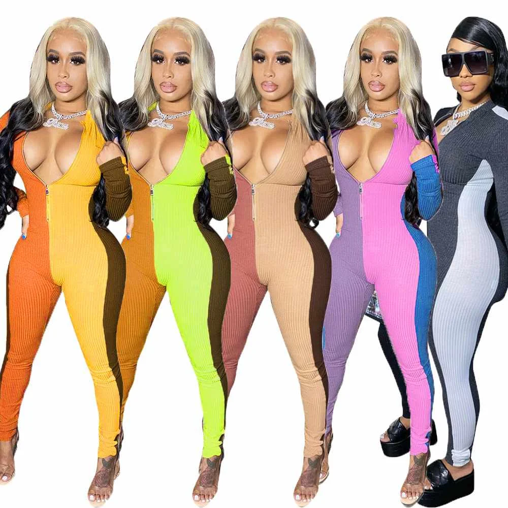 Fall Jumpsuits 2020 New Arrive One Piece Patchwork Bodycon Zipper Fitness Long Sleeve for Women Pencil Pants High Waist Chiffon
Fall Jumpsuits 2020 New Arrive One Piece Patchwork Bodycon Zipper Fitness Long Sleeve for Women Pencil Pants High Waist Chiffon