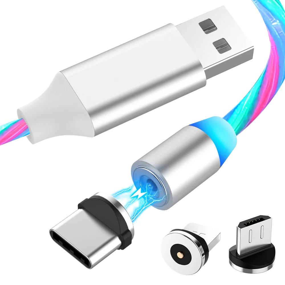 Flowing Light LED Magnetic charging USB Cable Type C Charging Micro Magnet Charger Cable, Blue/red/green/white (multi-color)
Flowing Light LED Magnetic charging USB Cable Type C Charging Micro Magnet Charger Cable, Blue/red/green/white (multi-color)